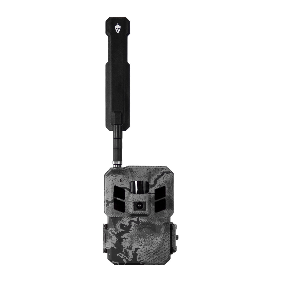 Spartan GoLive 3 cellular trail camera with camouflage housing and antenna